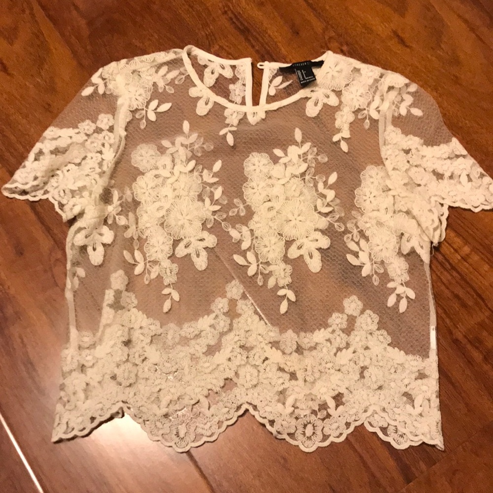 White lace crop top